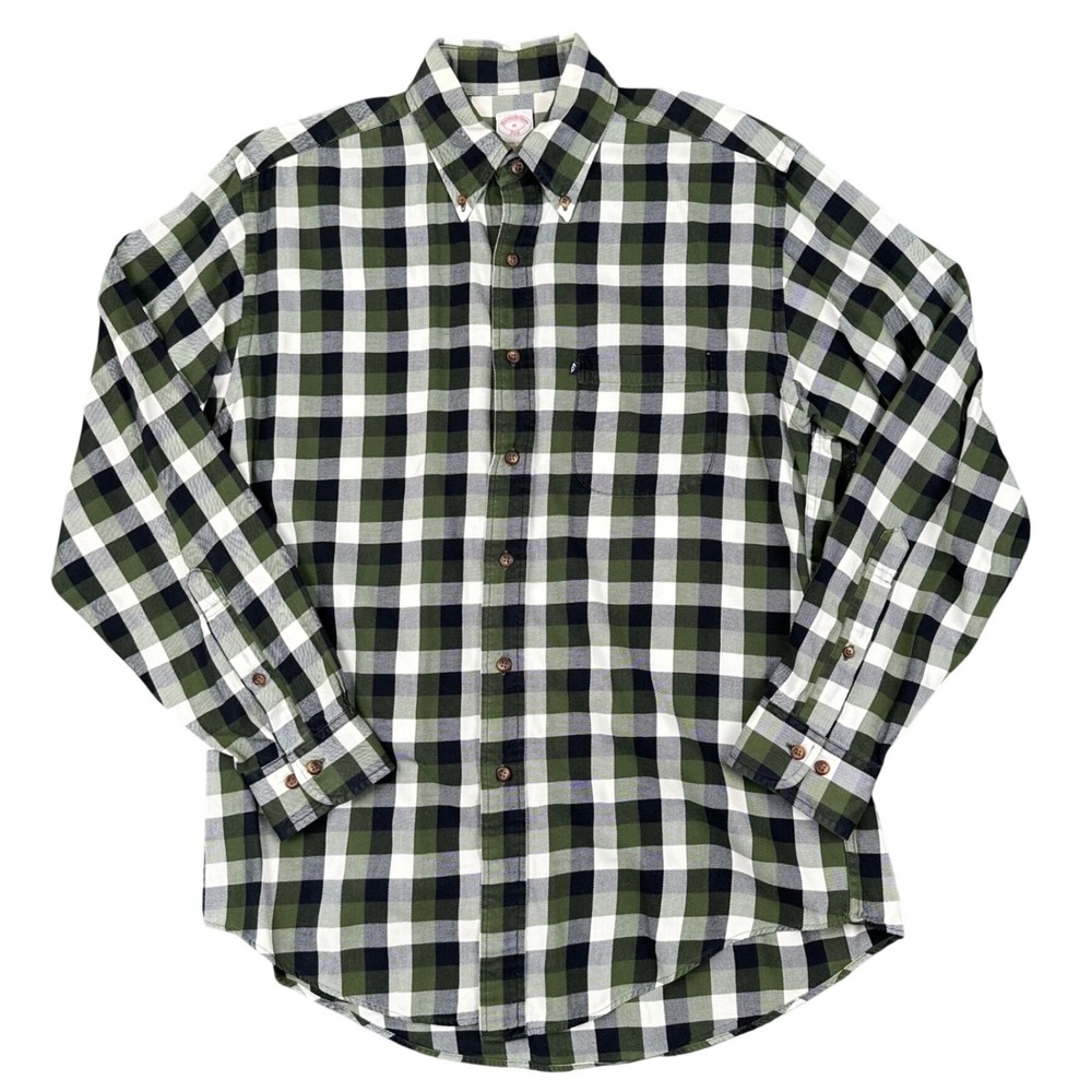Brooks Brothers 346 Mens M Green Black Buffalo Check Cotton Button Down Shirt